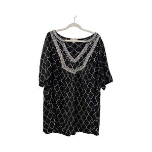 Woman Within Black & White Short Sleeve Blouse Size 1X